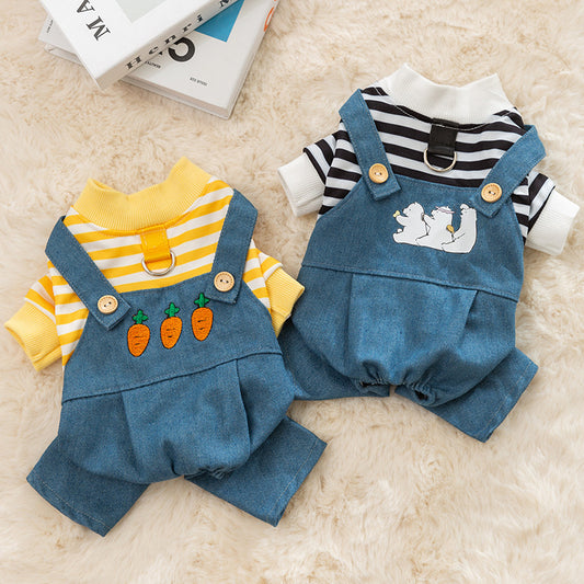 Striped Dog Jumpsuit Pet Clothing Puppy and Kitten Sweatshirt Chihuahua Costume French Bulldog Romper Luxury Dog...
