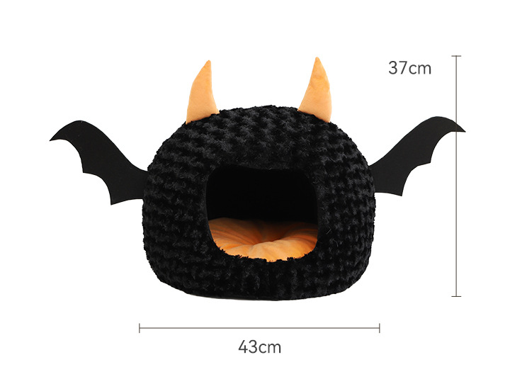 Halloween Little Devil Pet Nest Short Plush Fully Enclosed Warm