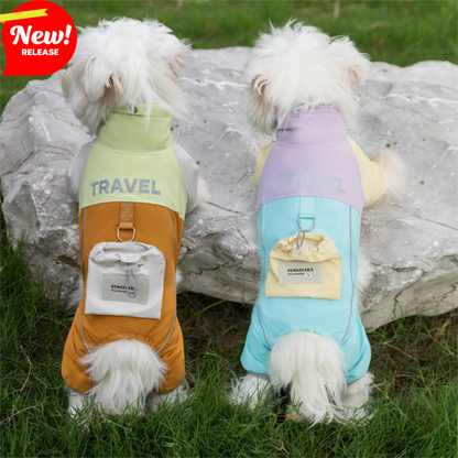 Autumn and Winter Dog Travel Backpack, Four-Legged Charge Cotton Jacket, Teddy Outdoor Windproof and Warm Cat and...