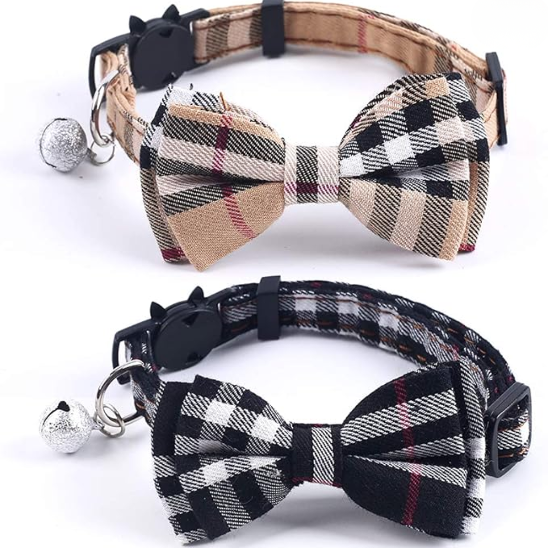 Cat Collars Breakaway With Cute Bow Bell 2 Pack Kitten Collar Plaid Cat Collar With Removable Bowtie Cat Collar For Cats Kittens