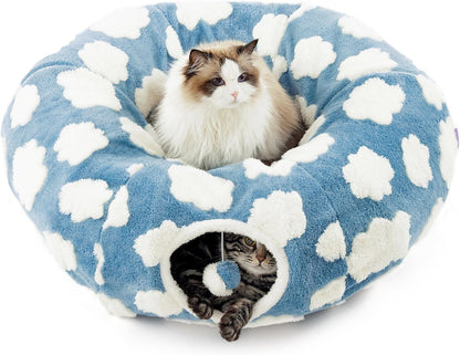 Plush Cat Tunnel Light Cloud Donut Foldable Cat Tunnel Cat Nest