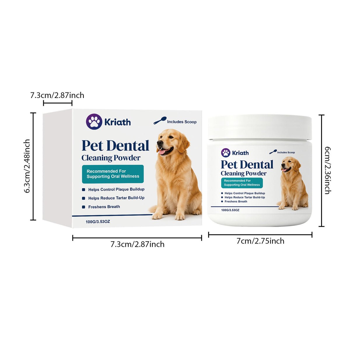 Kriath Pet Tooth Cleaning Powder, Fine Powder With Convenient Application, Daily Oral Care Product For Dogs