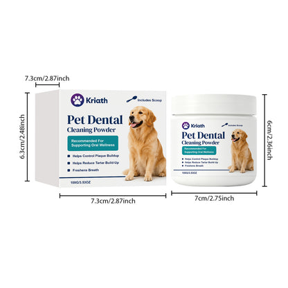 Kriath Pet Tooth Cleaning Powder, Fine Powder With Convenient Application, Daily Oral Care Product For Dogs