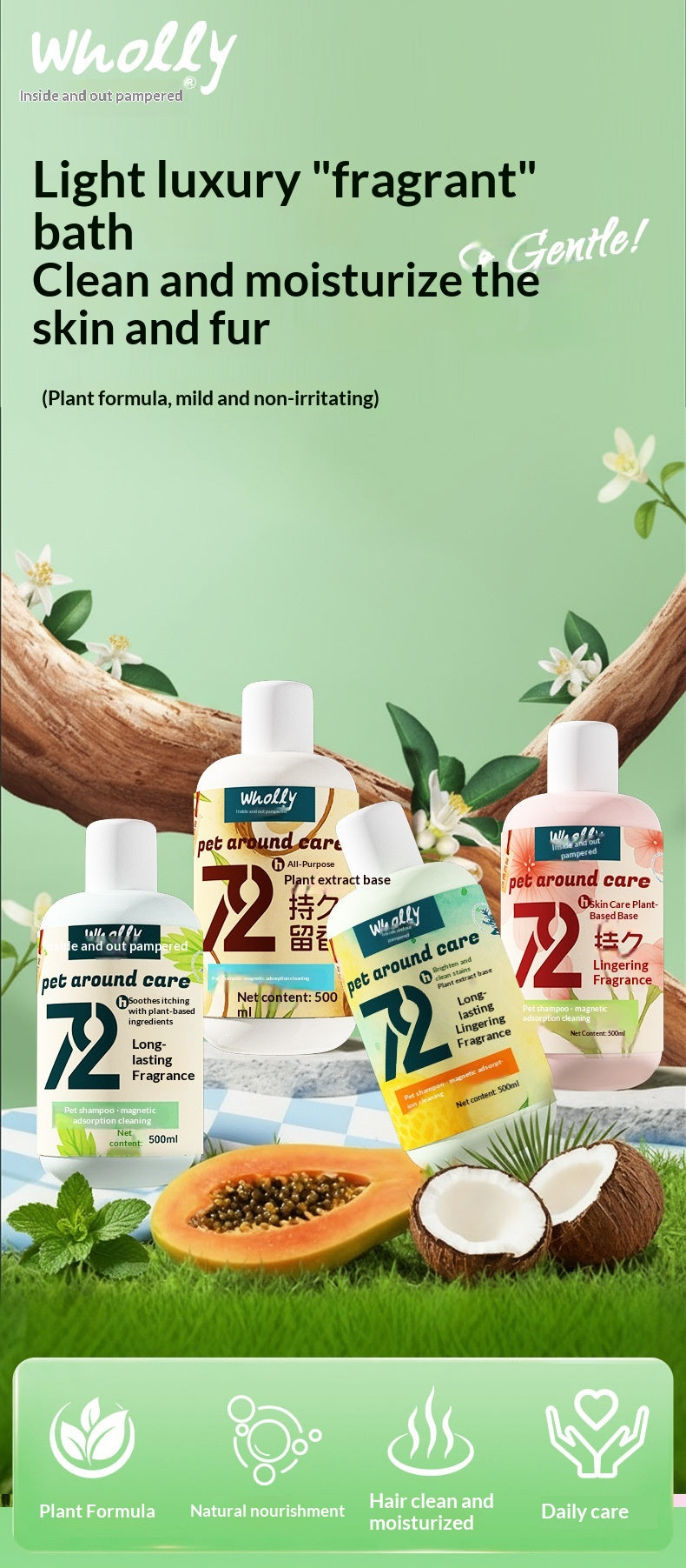 Plant-Extract Pet Shampoo 500 Ml Rich Fragrance