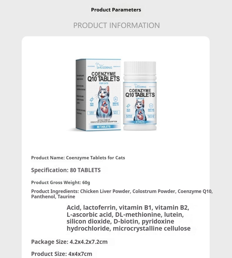 Daily Coenzyme Q10 Tablets For Cats