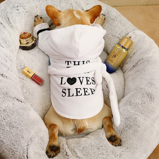 Pet Hooded Bathrobe White Coral Casual