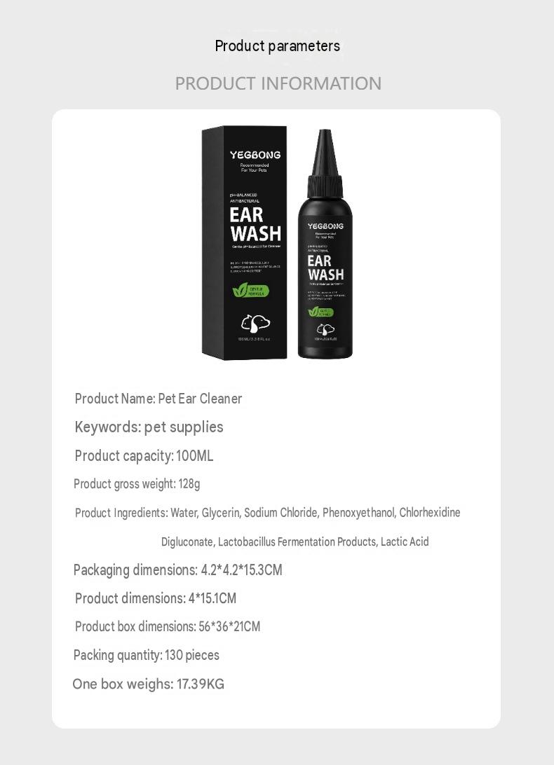 Yegbong Pet Ear Cleaning Water Is Refreshing, Comfortable, Clean, And Gentle For Daily Cleaning And Care Of Pet Ears