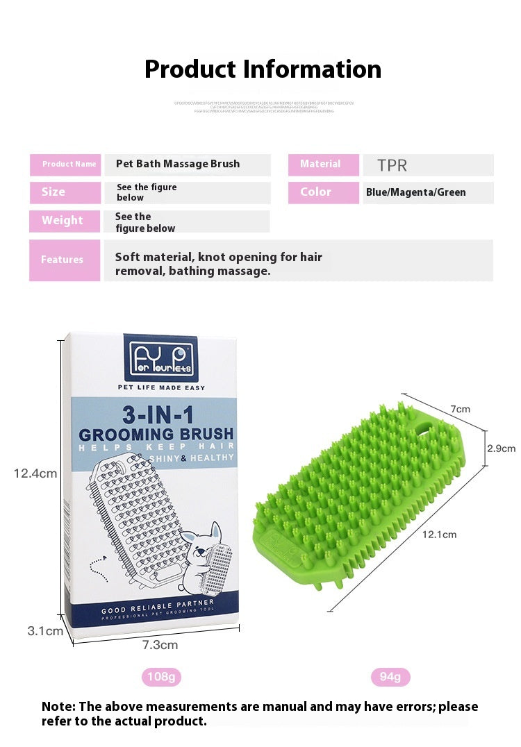 Pet Bath Massage Comb Mo Hair Removal Brush Wet And Dry Dual Use