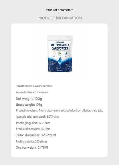 Yegbong Water Quality Care Powder Gently Purifies Aquariums, Outdoor Ponds, And Water Features, Making Them Clear And Bright For Daily Maintenance
