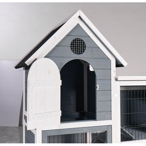 Large Outdoor Chicken Coop Cage Weatherproof 2-Story Chicken Coop  Rabbit Hutch, Wooden Indoor Outdoor Pet House With No-Leak Tray, Waterproof Roof  Pull-Out Tray 50.98 Lx 48.23 H, Grey, Blue