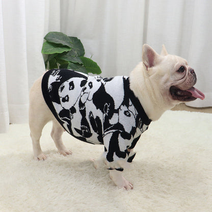 Clothes Bulldog Sweater Panda Cartoon Short Fat Dog