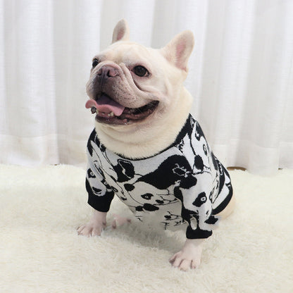 Clothes Bulldog Sweater Panda Cartoon Short Fat Dog