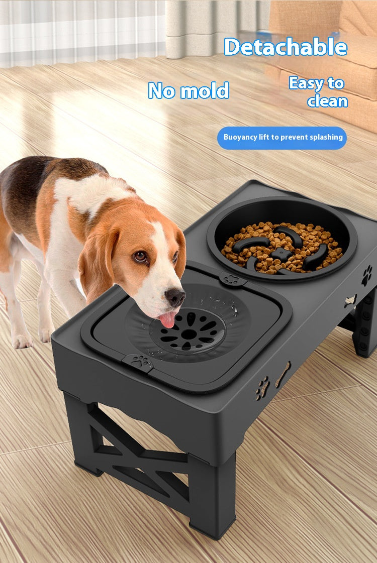 Pet Stainless Steel Feeder Double Bowl Integrated Lifting Dog Bowl
