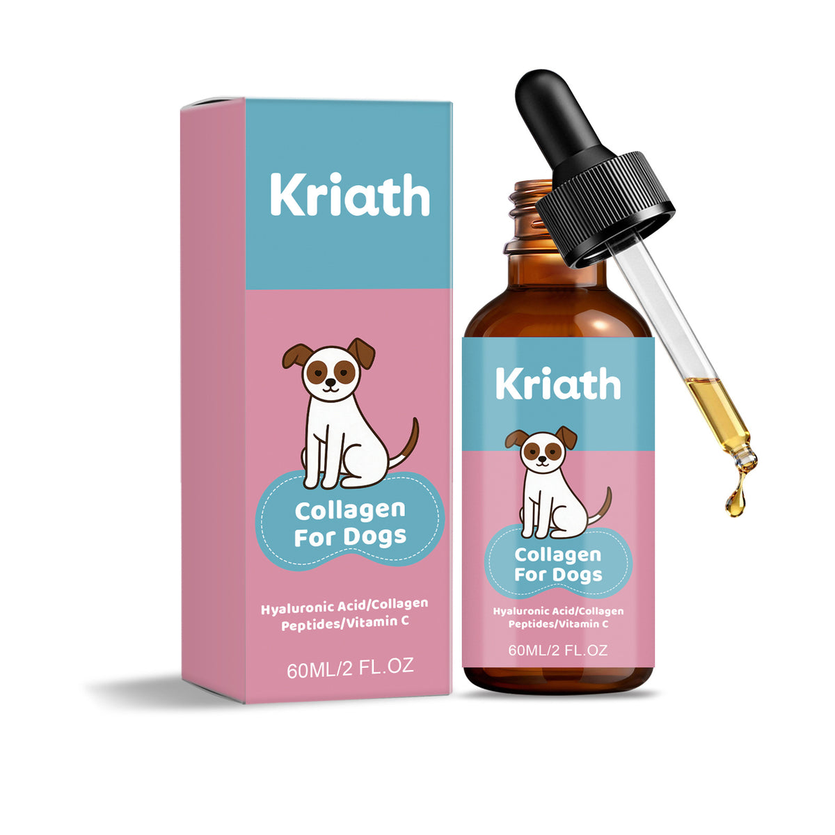 Kriath Collagen Drops For Dogs Daily Gentle Care For Your Dog's Body, Daily Body Maintenance Drops