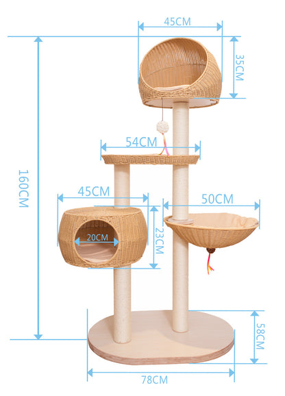 Integrated Multi Layer Solid Wood Cat Tree