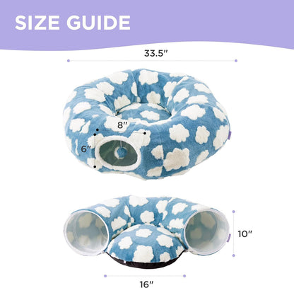 Plush Cat Tunnel Light Cloud Donut Foldable Cat Tunnel Cat Nest