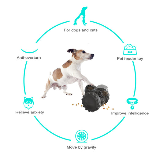 Interactive Dog Treat Leaking Toy For Small Large Dogs Puzzle Tumbler Funny Slow Dispenser Puppy Balance Car Pet Toys