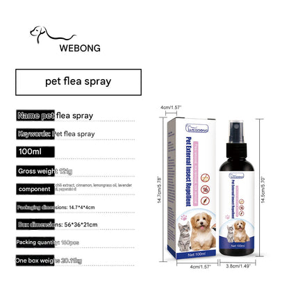 Yegbong Pet Flea Spray Cat And Dog Skin Cleaning External Lice And Tick Removal Spray