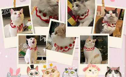 Adorable Strawberry Pattern Cat Collar With Breakaway Buckle And Cute Bow Tie For Kitten And Some Puppies