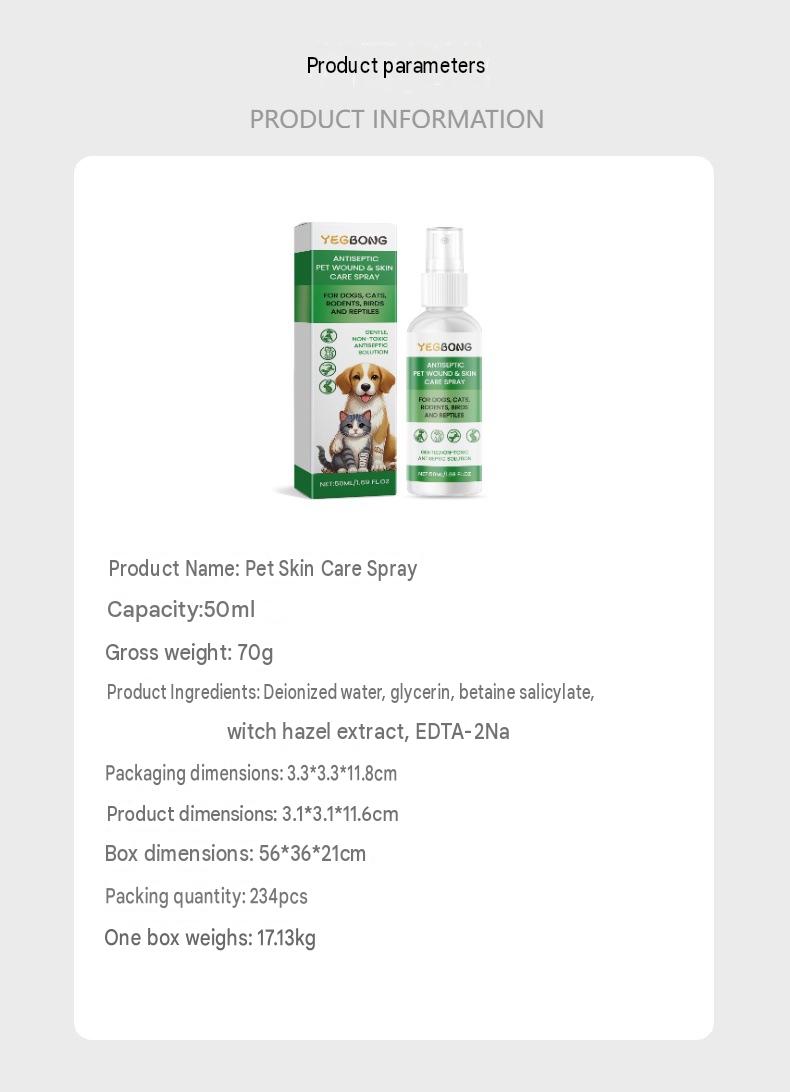 Yegbong Pet Skin Care Spray Moisturizing And Soothing Spray For Cats And Dogs