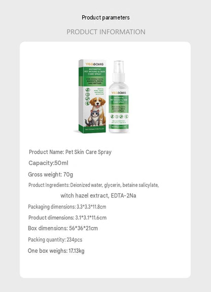 Yegbong Pet Skin Care Spray Moisturizing And Soothing Spray For Cats And Dogs