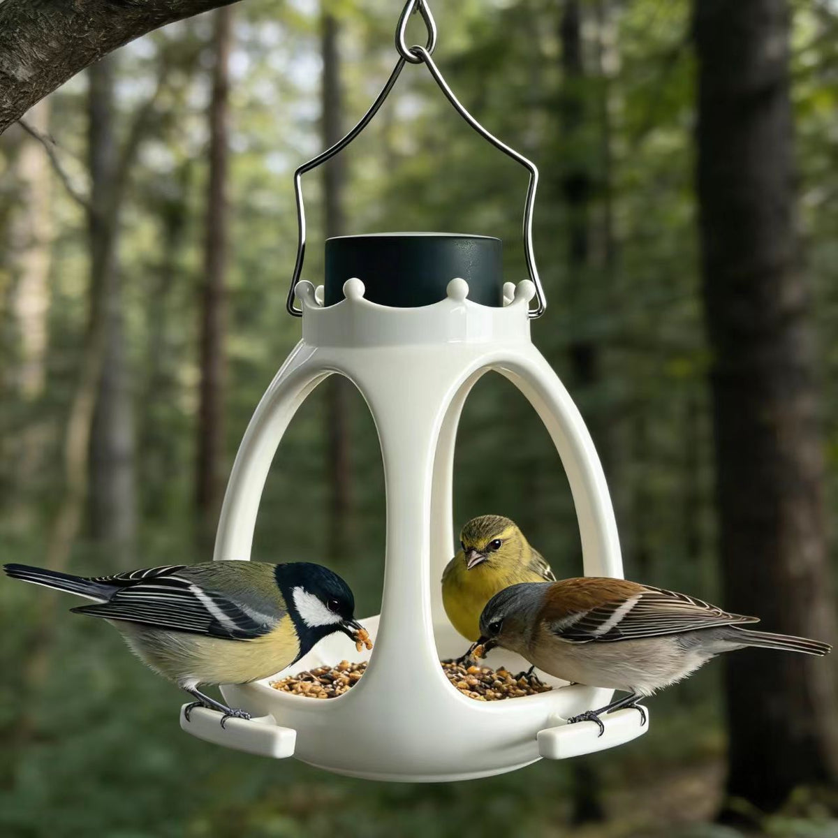 New Solar-Powered Crown Bird Feeder