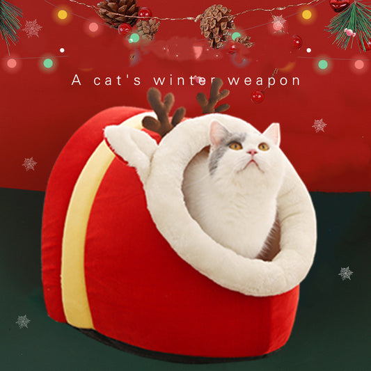 Fashionable Warm Christmas Snow House Pet Nest Mat