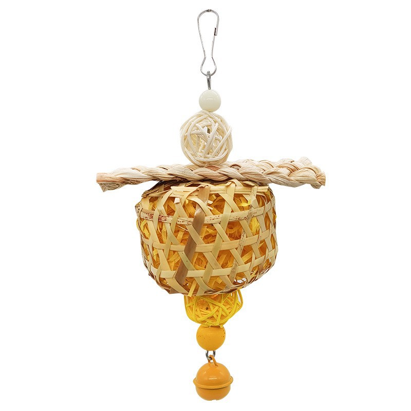 Parrot Bird Toy Bamboo Cage Scraps Of Paper Bite Pendant Corn Husk Woven