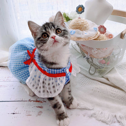 Blue Mesh Skirt Cat Clothes Dog Ins Wind Summer Small