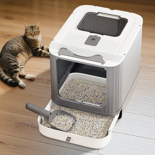 Elevated Leak Proof Elf White Cat Litter Box, Made Of Sturdy And Durable Materials, Also Suitable For Multi Cat Households
