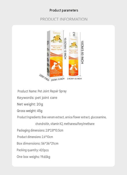 Yegbong Pet Joint Care Spray Pet Joint Care Spray For Relieving Discomfort In Pet Joints And Muscle Weakness