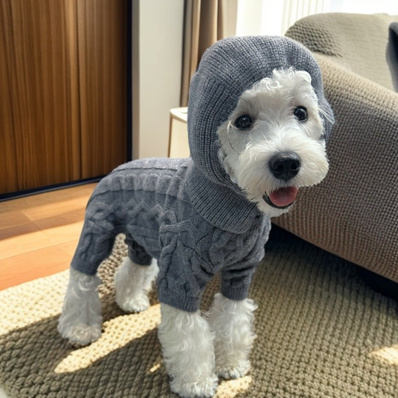 Pet Four-leg Knitted Warm Sweater With Hat Suit