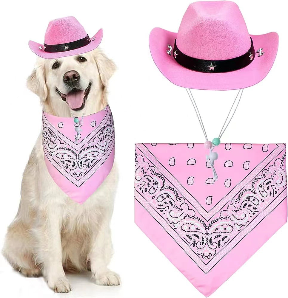 Cat Cowboy Costume Cat Cowboy Hat and Bandana Set Cat Halloween Costumes Cowboy Cat Pet Costume Funny Halloween...