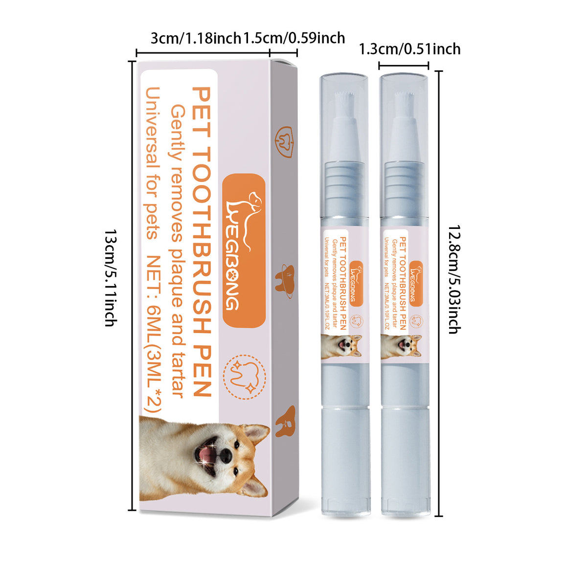 Yegbong Pet Toothbrush Pen For Dogs And Cats, Removes Tartar And Plaque, Eliminates Bad Breath And Odors, Teeth Cleaning Pen