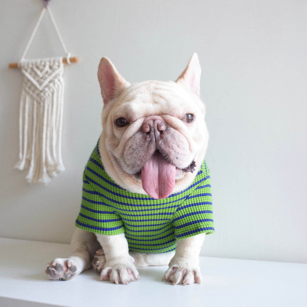 Pet Clothes Dog Waffle Stretch Stripe Undercoat