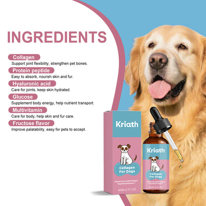 Kriath Collagen Drops For Dogs Daily Gentle Care For Your Dog's Body, Daily Body Maintenance Drops
