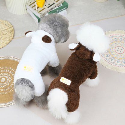 Cloth Labels Bear Four-legged Fluffy Jacket Warm Dog Clothes