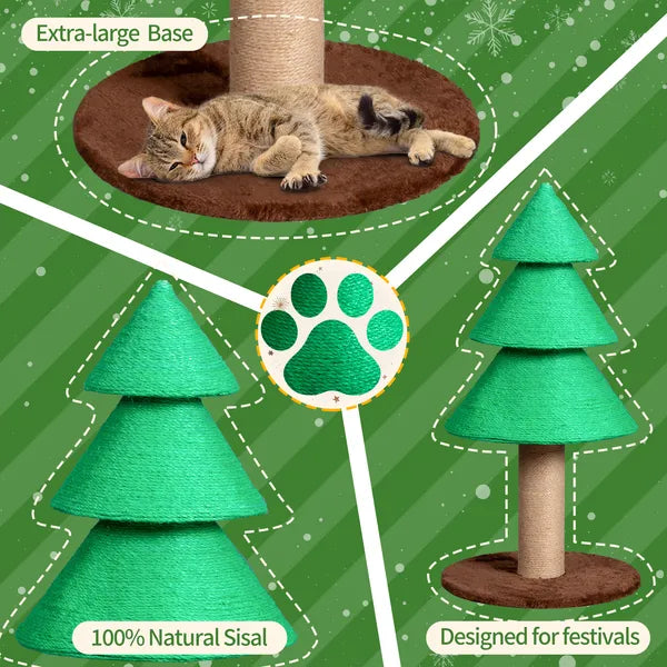 31.5in Christmas Tree Cat Scratcher, Cat Scratching Post for Indoor Cats, Large Sisal Cat Scratching Tree Cat...