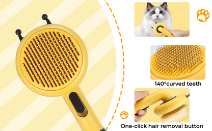 Bee-Shaped Self-Cleaning Cat Brush For Shedding One-Click Hair Removal Soft Massage Grooming Brush, Washable Deshedding Tool For Cats And Dogs, Suitable For All Coat Types