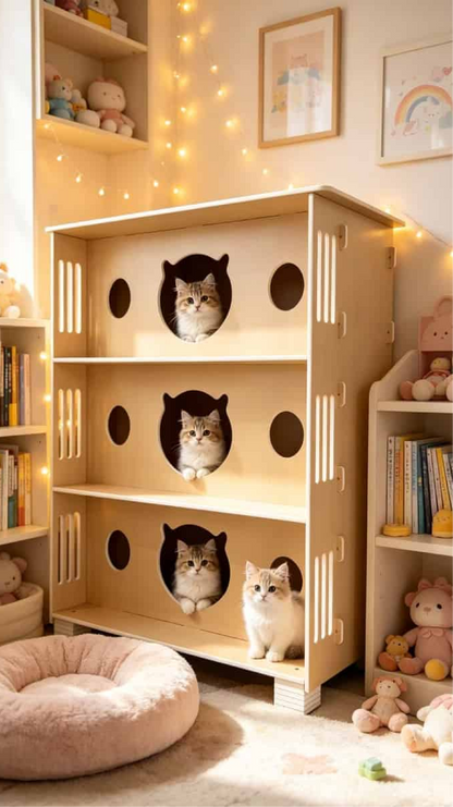 3 Tier Multi Cat Design Three Separate Compartments Accommodate Several Cats Giving Each Pet Its Own Private Resting Zone