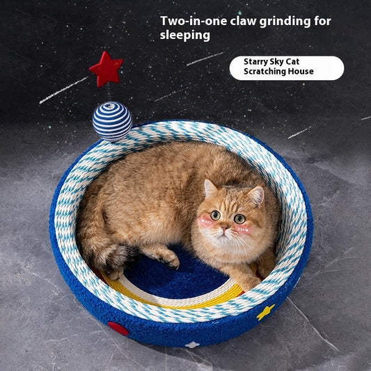 Starry Sky Cat Scratch Board Woven Round