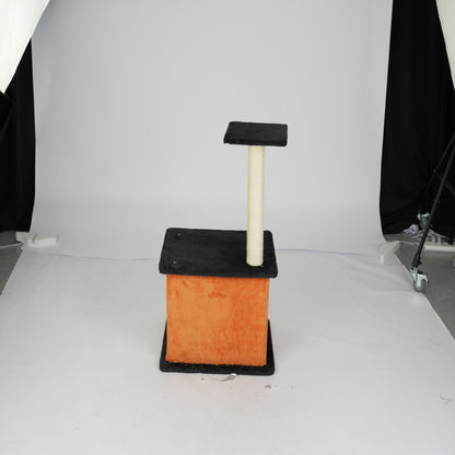 33inch Halloween Cat Tree, Cat Tower Cat Tree For Indoor Cats With Spacious Cat Condo, Large Platform, Sisal Scratching Post, Orange & Black