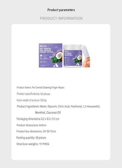 Eeljoy Pet Teeth Cleaning Finger Wipes Convenient Disposable Finger Wipes For Daily Cleaning Of Cats And Dogs' Teeth And Ears