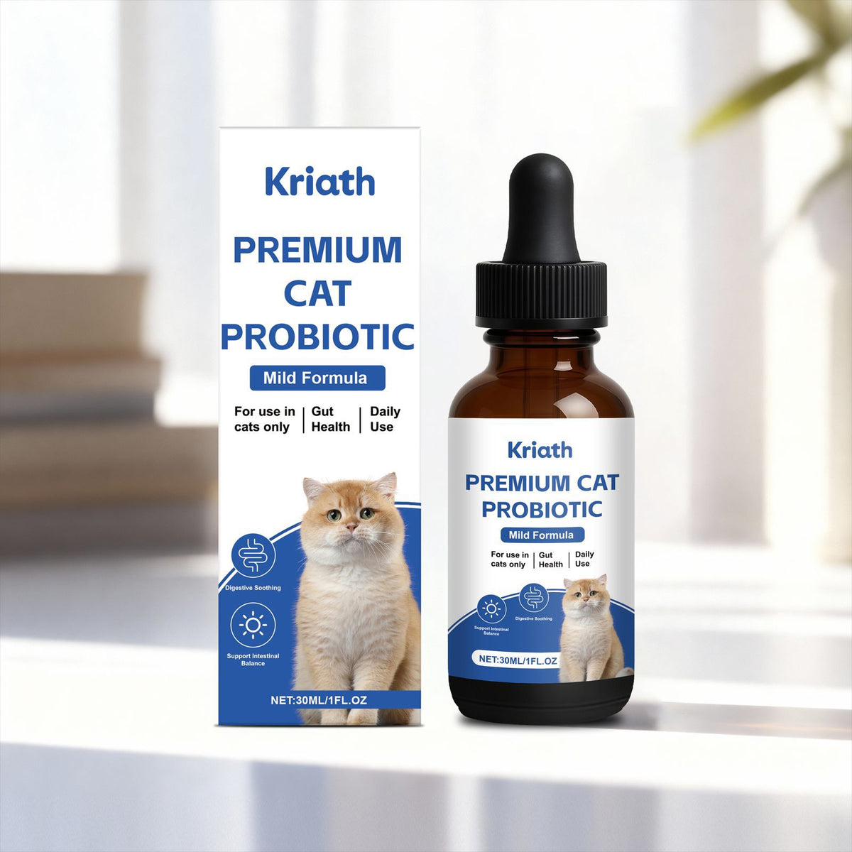 Kriath Cat Probiotic Drops With Gentle Ingredients To Care For Cats, Suitable For All Age Groups, For Daily Body Maintenance