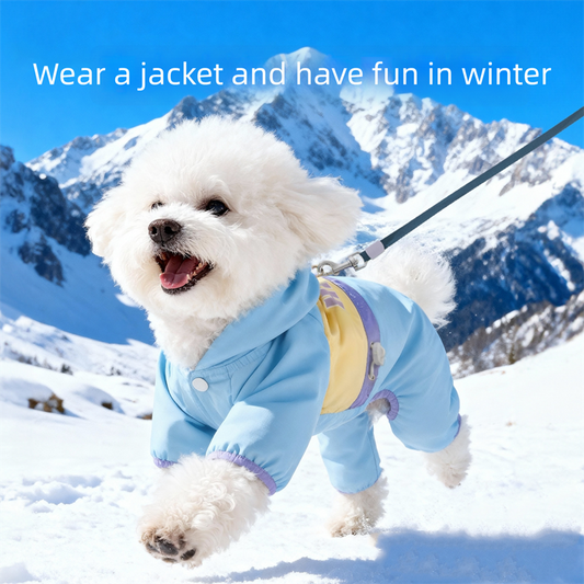 Winter Three-In-One Anti-Collision Color Fleece Jacket for Small and Medium-Sized Dogs, Bichon Frise Windproof...