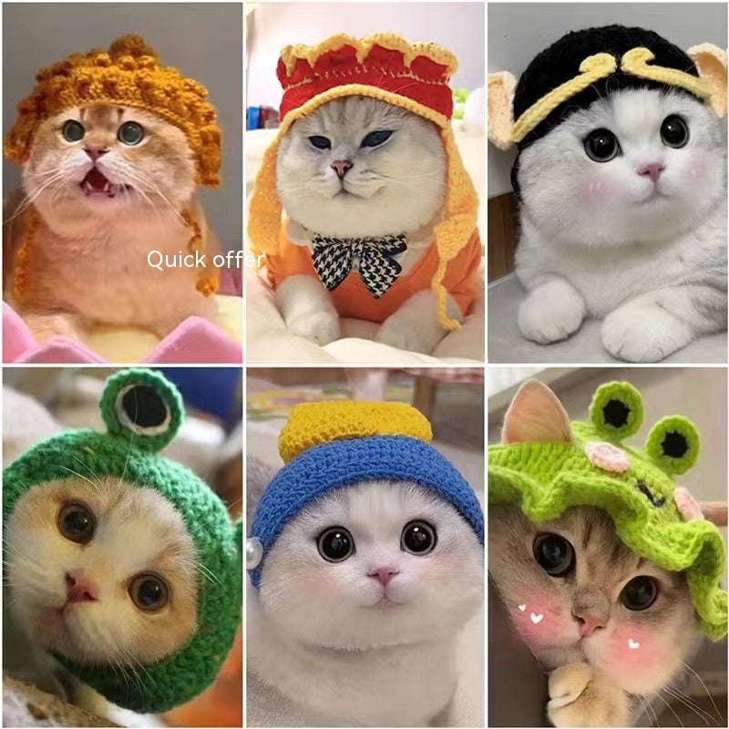 Wool Pet Hood Dogs And Cats Knitted Hat Prop Headdress