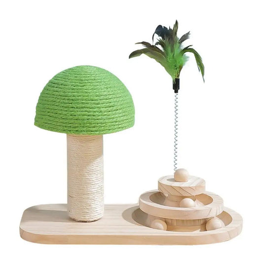 Cat Toys Scratching Post Mushroom Sisal Rope Scratcher Tree Tower Wood Turntable Ball Kitten Climbing Frame Supplies