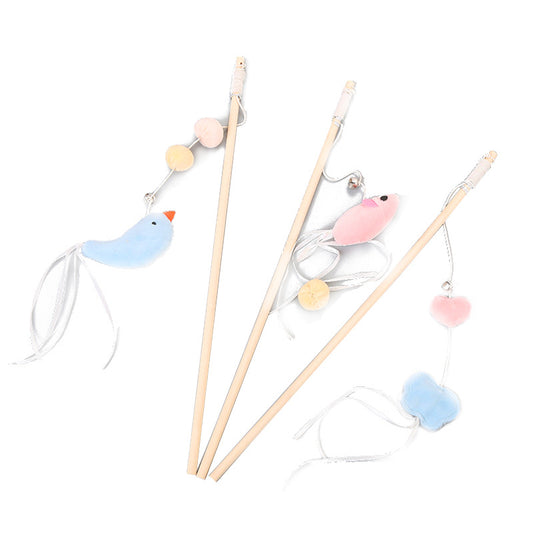 Pole Wooden Pole Funny Cat Stick Flexible For Cat Bell Funny Cat Stick Elastic Rope Woodenfor Cat