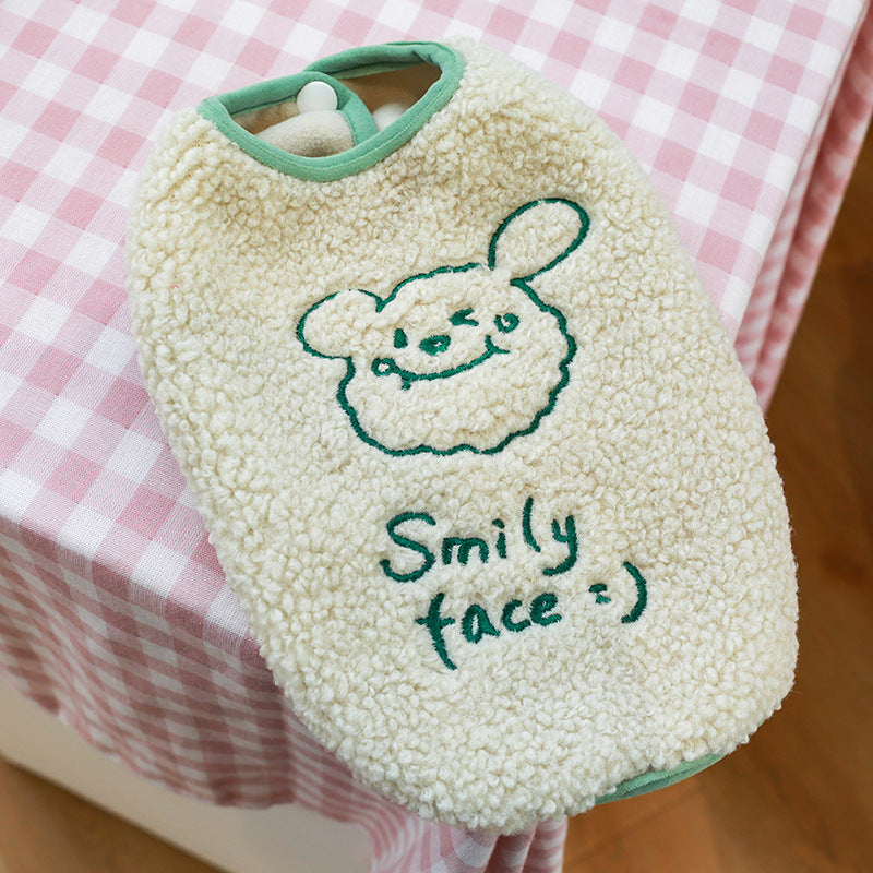 Bichon Christmas Day Elk Embroidered Warm Smile Vest - Pet Clothing