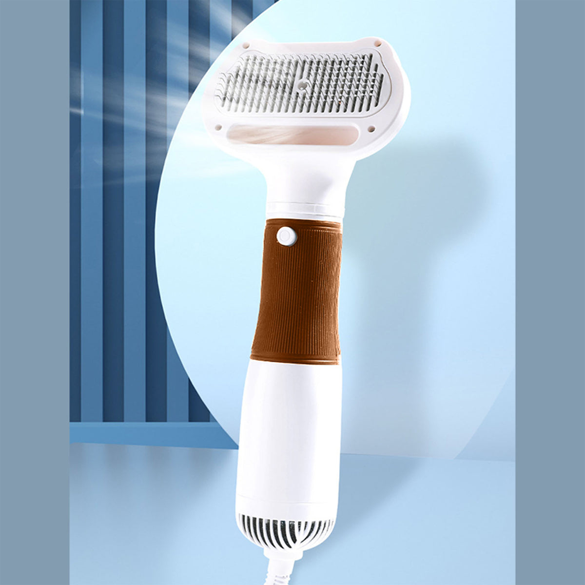 Pet Hair Dryer With Slicker Brush Low Noise 600W 3 Temperature Adjustable 3 In 1 Grooming Dog Blow Dryer For Cats Coffee